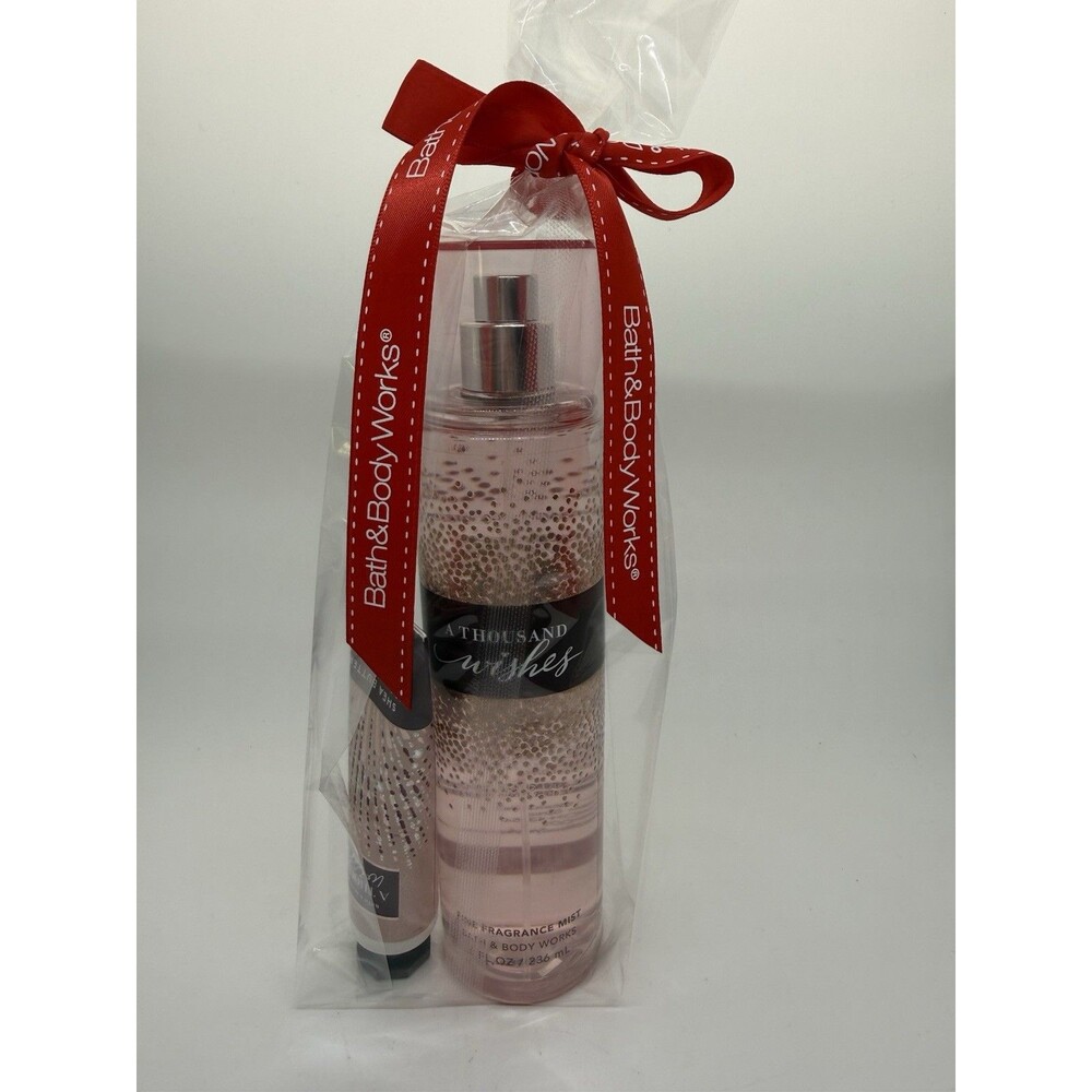 2 BATH & BODY WORKS A THOUSAND WISHES BODY MIST SPRAY 8 FLOZ, HAND CREAM 1 FLOZ